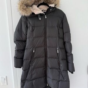 Women's M Lauren Ralph Lauren Black Puffer Coat with Fur Hood